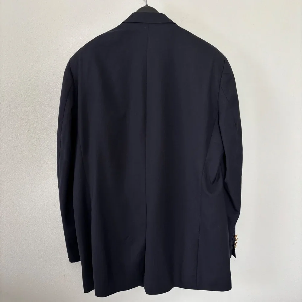 Ralph Lauren Navy Blue Blazer Gold Buttons Two Button Menswear Classic Style 46L